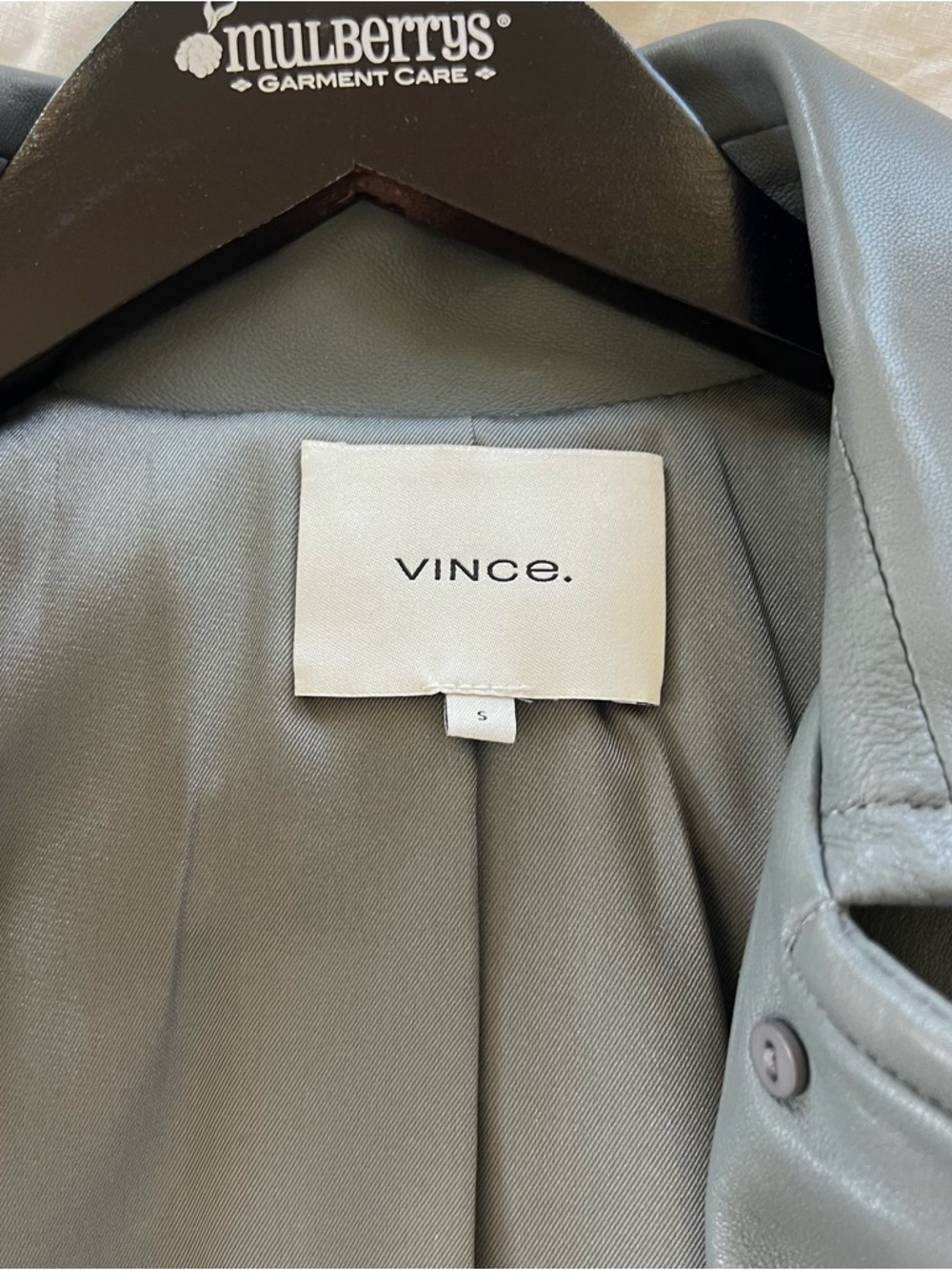VINCE Slate Gray Green 100% Leather Jacket Size Small - Picture 5 of 7